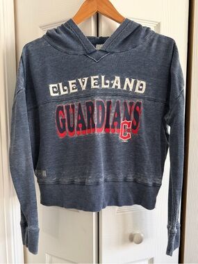 Cleveland Guardians Women's Blue Hooded Jersey Top, Small